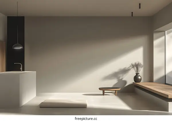 Minimalist Interior Design with White Walls and Wooden Accents