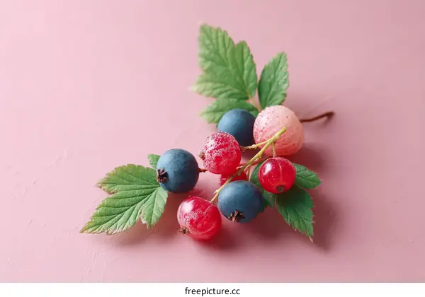 Vibrant Berries on a Pastel Pink Background