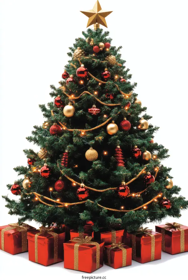 Christmas Tree with Gifts Festive Scene