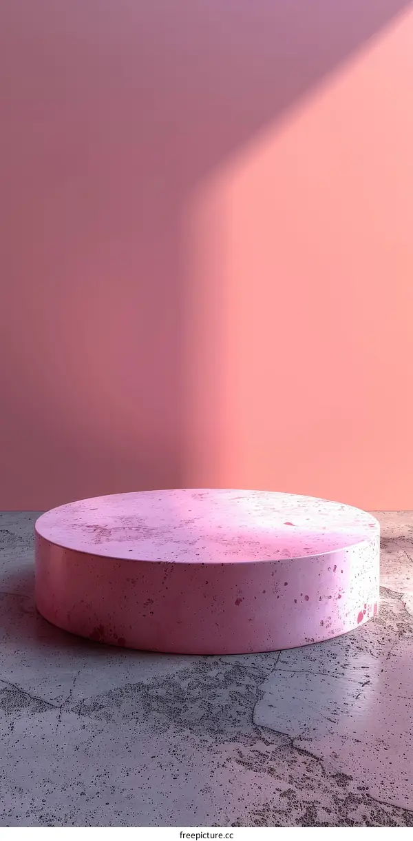 Pink Concrete Display Stand Against Pastel Background