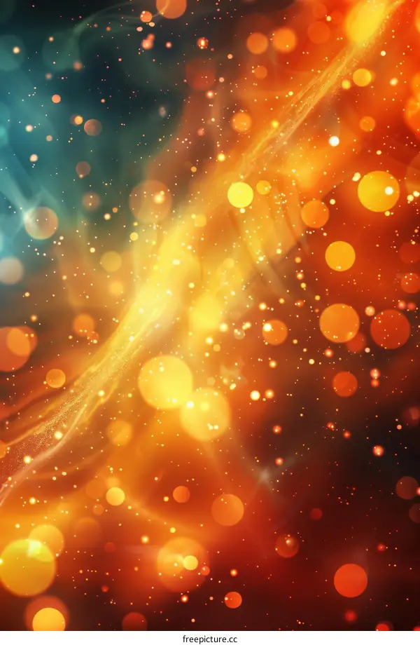 Abstract orange glowing background with stars and light