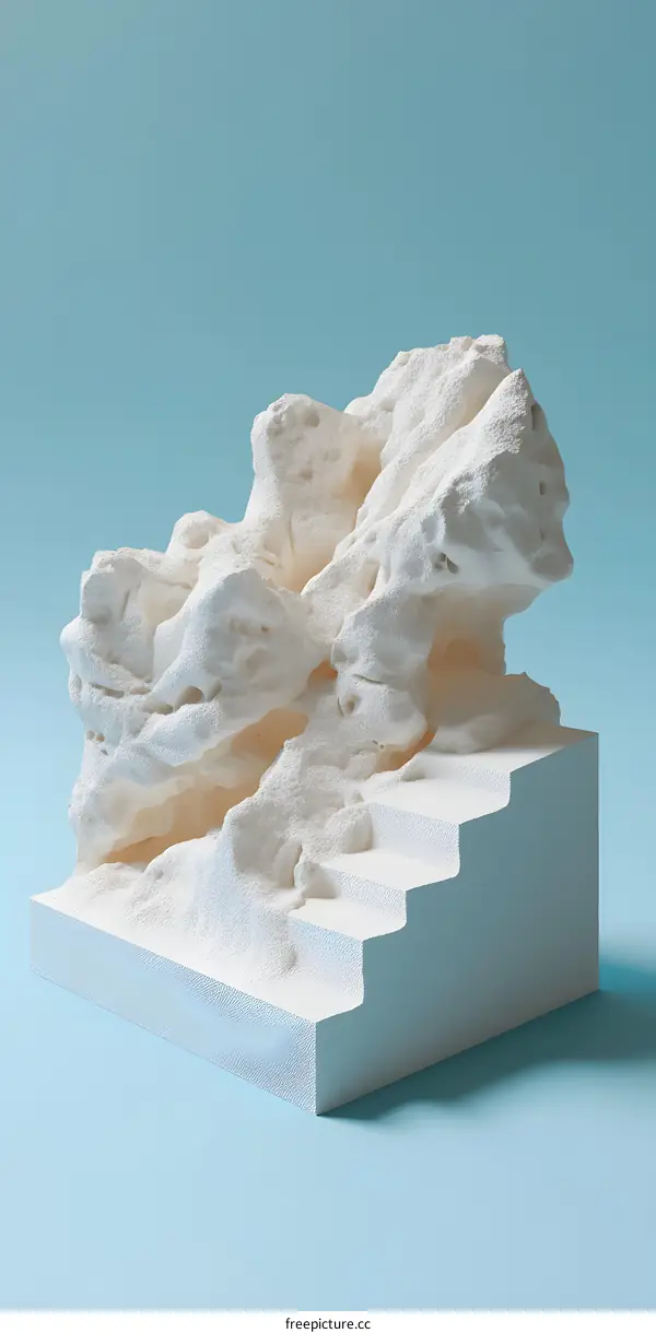 Abstract White Rock Formation with Steps