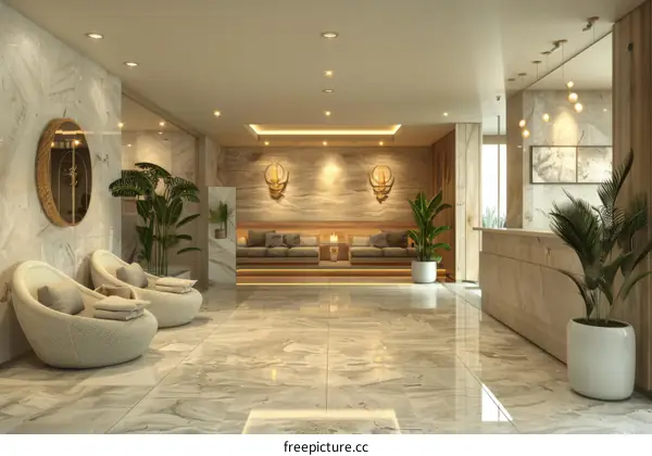 Modern Minimalist Lobby Interior Design with Natural Elements