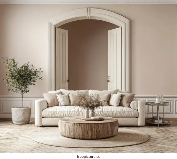 Beige Living Room Interior Design Illustration