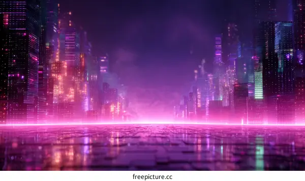 Neon Cityscape Futuristic Illustration