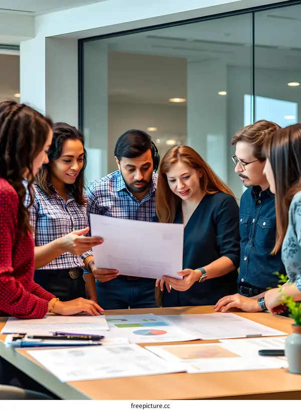 Diverse Team of Business Professionals Collaborating on Project Plans