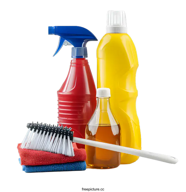 [Transparent Background PNG]Cleaning Supplies and Tools for Home Cleaning