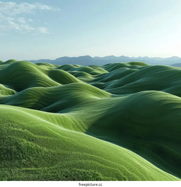 Rolling Green Mountain Hills and Blue Sky