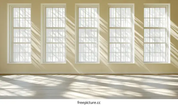 Empty Room with Large Windows and Sunlight