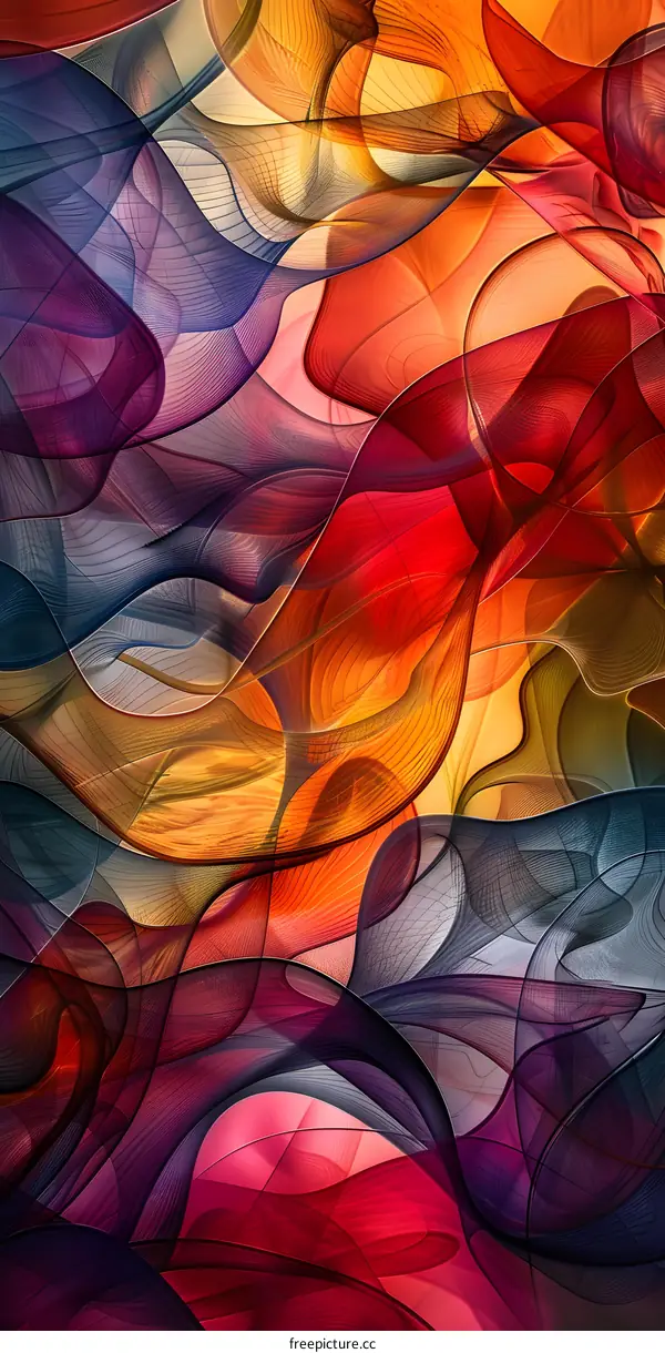 Colorful abstract painting with vibrant colors and flowing shapes