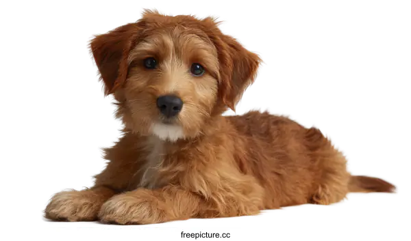 [Transparent Background PNG]Adorable Puppy Lying Down Against White Background