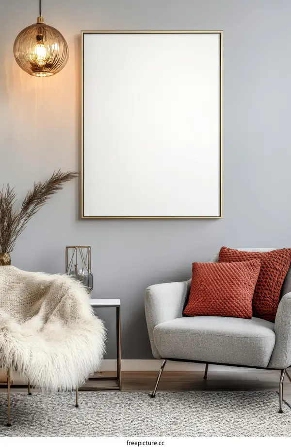 Modern Interior Living Room with Empty Frame