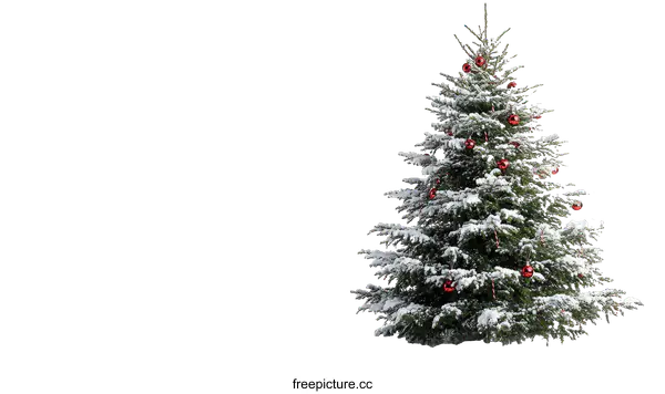 [Transparent Background PNG]Snowy Christmas Tree Isolated on White Background