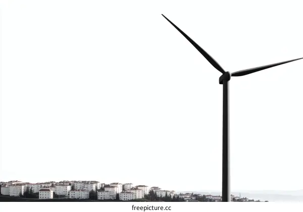 Wind Turbine Over Cityscape Environmental Energy