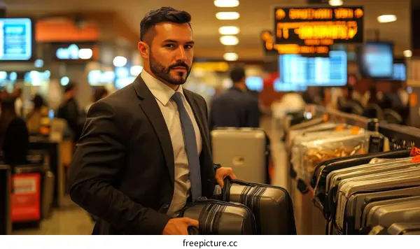 Businessman with Luggage at Airport
