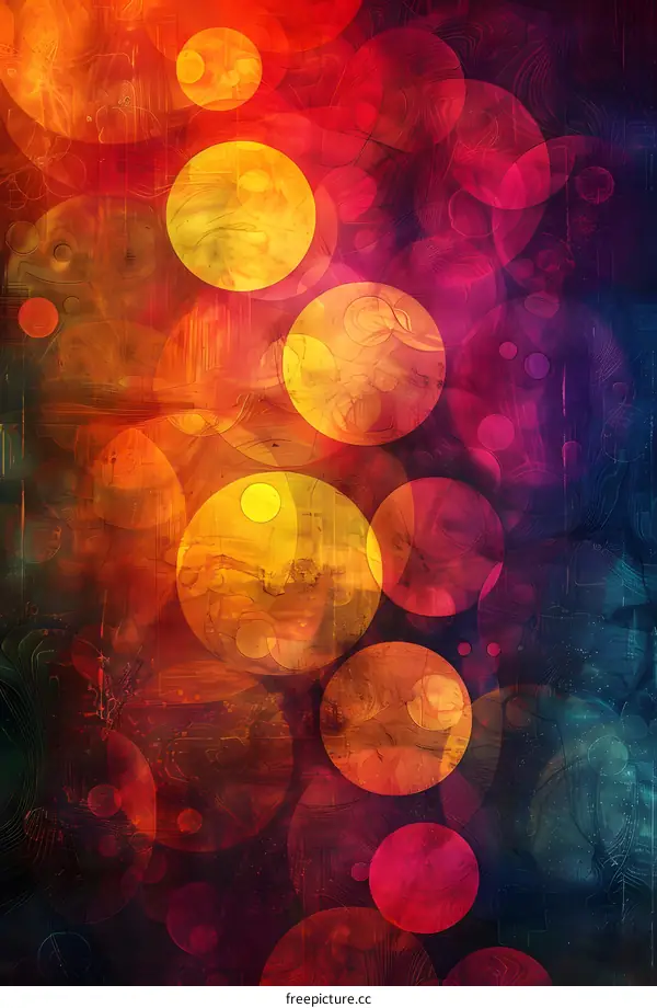 Abstract Grunge Background with Colorful Circles