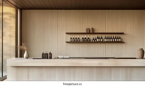 Modern Minimalist Bar Interior Design with Wooden Accents