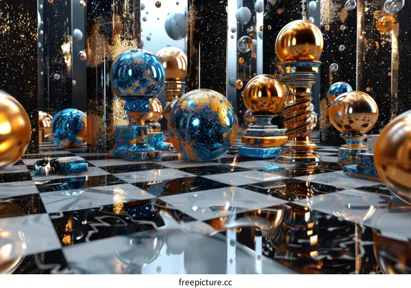 Abstract Geometric Chessboard Arrangement