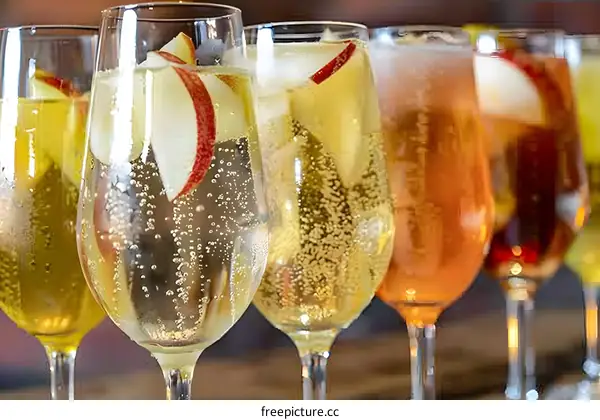 Sparkling Wine with Apple Slices