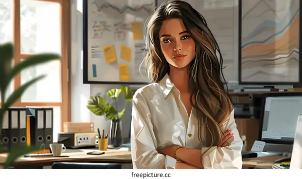 Portrait of a beautiful young woman standing in an office