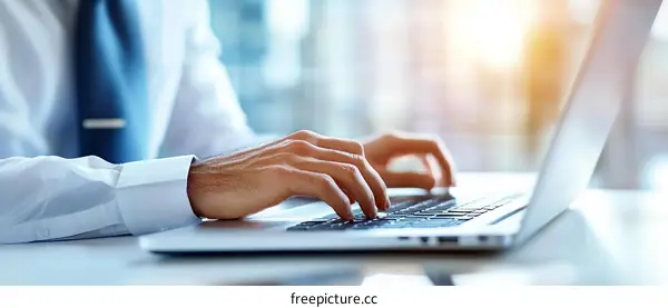 Businessman Working on Laptop in Office