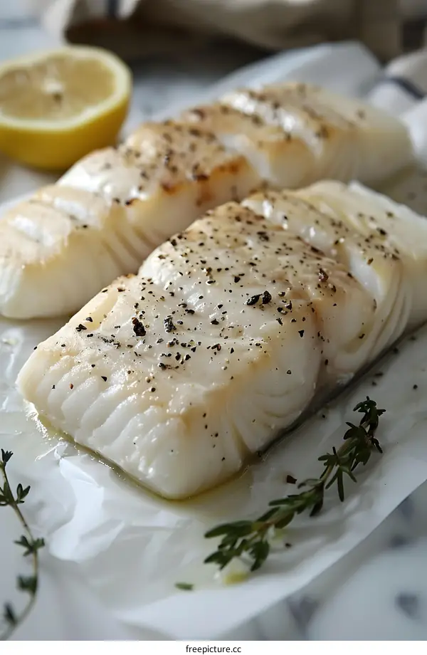Baked Cod Fillets on Parchment Paper