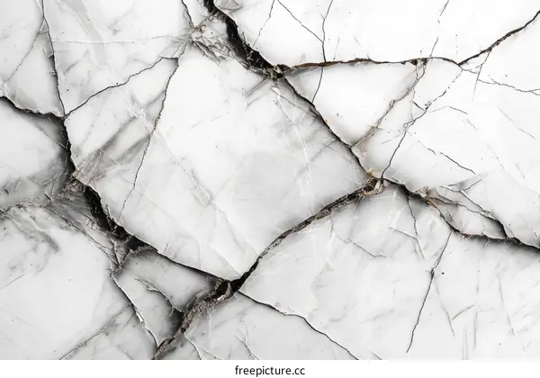 Black and white marble texture with cracks