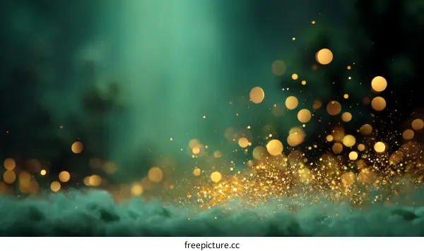 Golden Sparkle Background Teal Green