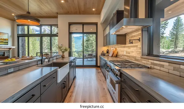 Modern Farmhouse Kitchen with Panoramic Views