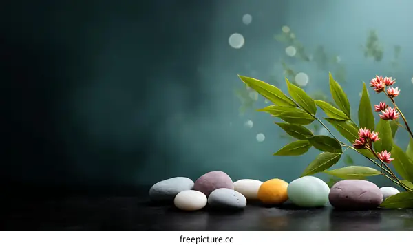 Peaceful Spa Stones and Plants Arrangement