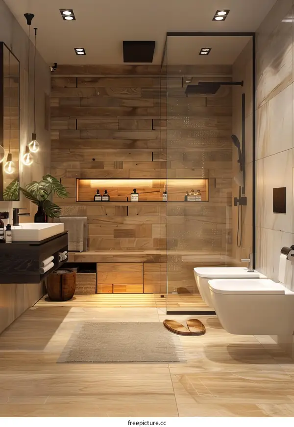 Modern Wooden Bathroom with Sleek Design
