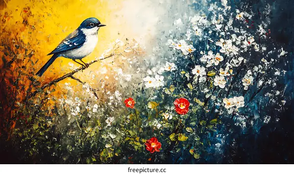 A Beautiful Bird Among Blossoms