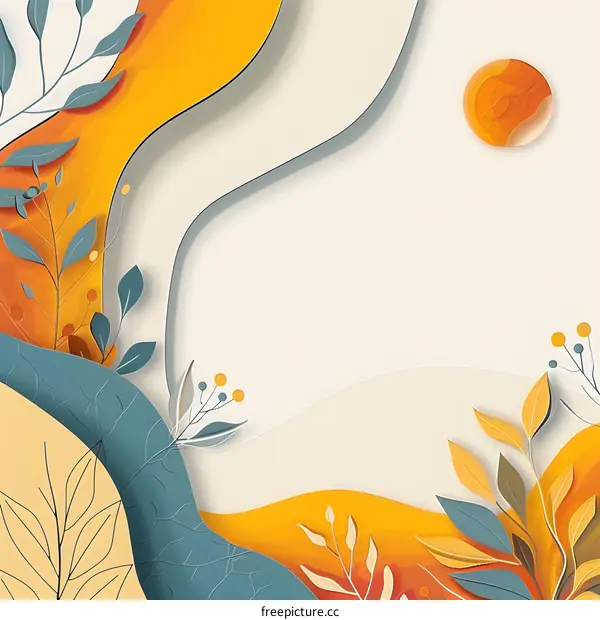 Autumn Leaves Abstract Background With Paper Cut Style