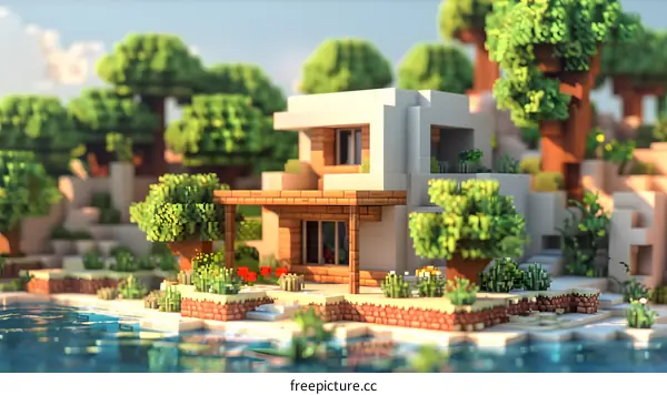 Modern Minecraft House by the Water