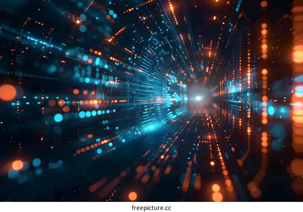 Abstract Digital Tunnel of Lights