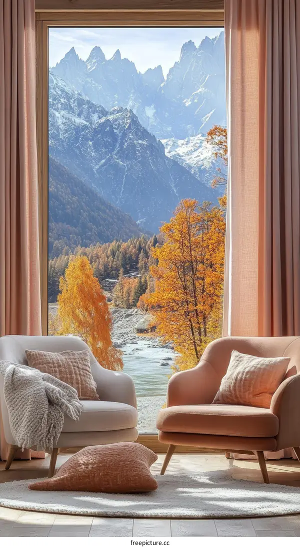 Autumn Mountain View Living Room Decor