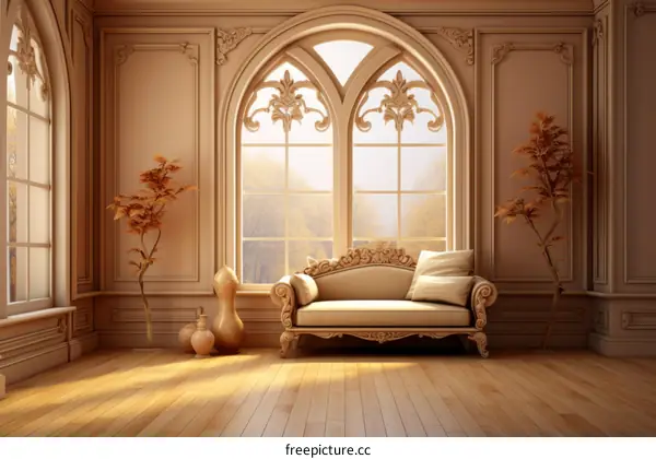 Lavish Living Room with Oversized Windows and Plush Couch