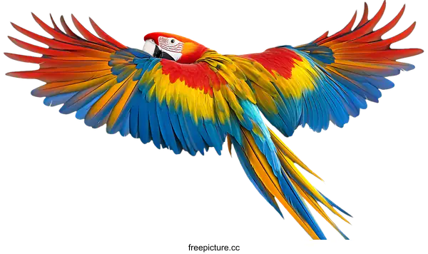 [Transparent Background PNG]Colorful Macaw in Flight