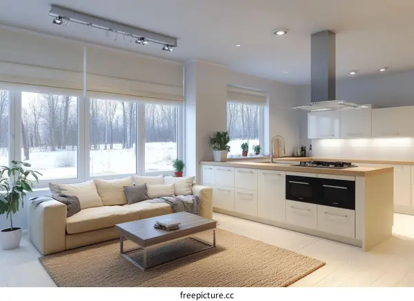 Modern Open Plan Kitchen Living Area