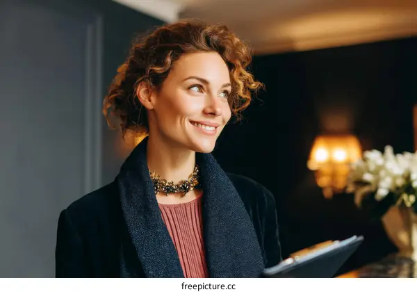 Elegant Woman in a Stylish Business Setting