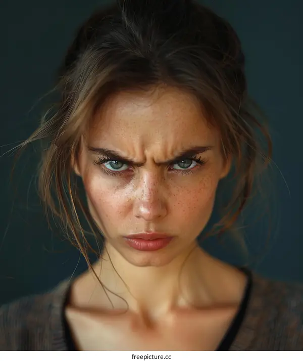 Close-up Portrait of a Woman with Intense Expression
