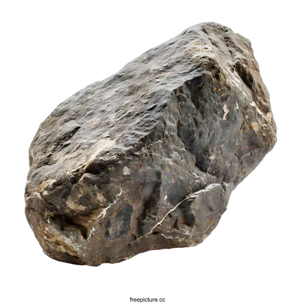[Transparent Background PNG]Large Rough Grey Stone Isolated on White Background
