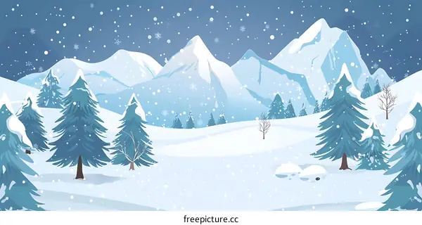 Snowy Mountain Landscape Illustration