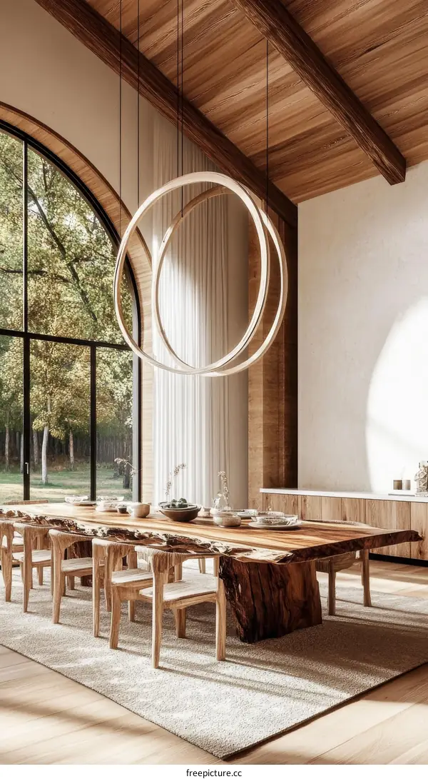 Modern Rustic Dining Room with Large Wooden Table