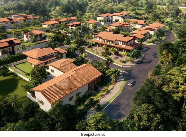 Aerial View of a Luxury Suburban Neighborhood