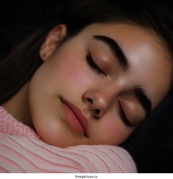Close Up Portrait of a Young Woman Sleeping