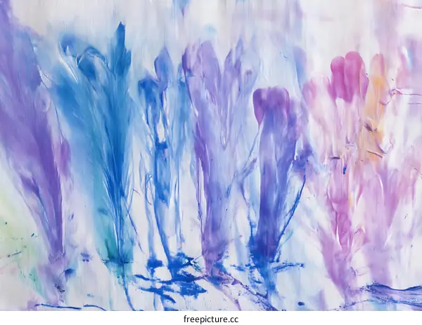 Abstract Watercolor Painting of  Colorful Trees