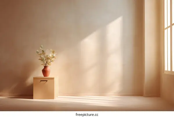 Empty Room with Vase and Sunlight