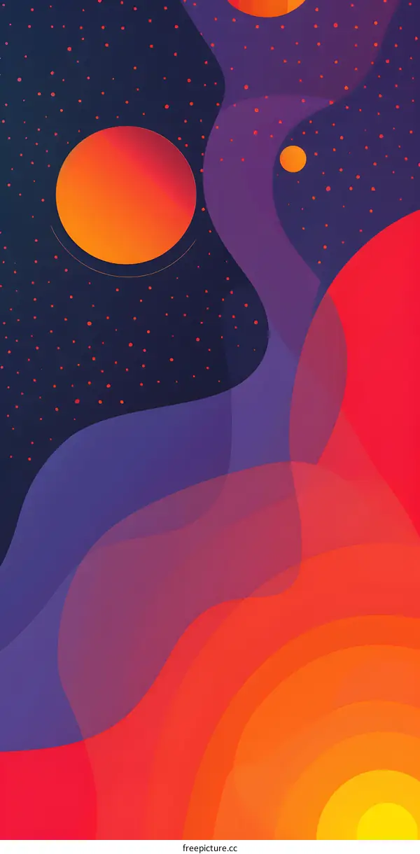 Abstract Colorful Background with Planets and Stars