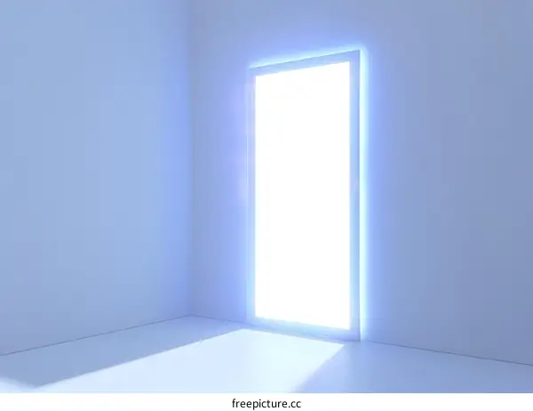 Glowing Doorway in White Room